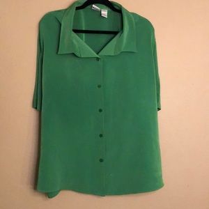 Vintage oversized green button down shirt